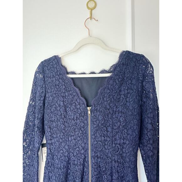 NWT Adriana Papel Long Sleeve Navy blue lace Maxi Dress size 6 - Picture 5 of 12